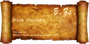 Bink Zselyke névjegykártya